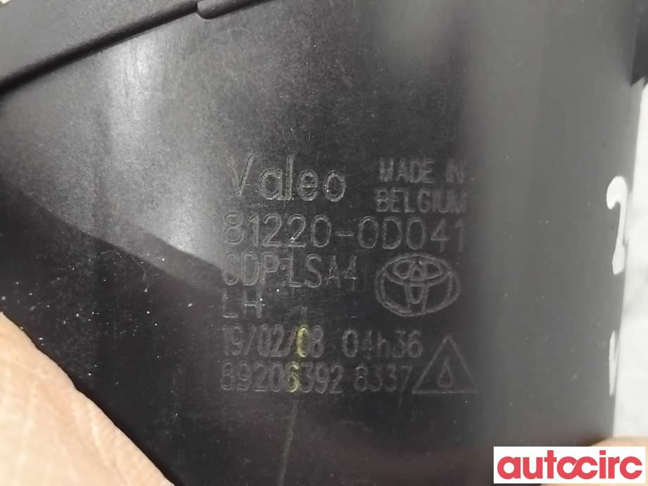 Tåkelykt venstre foran til Toyota RAV4 2006-2009 (Type III, Fase 1)  (TOYOTA|812200D041|89206392|81220-0D041)