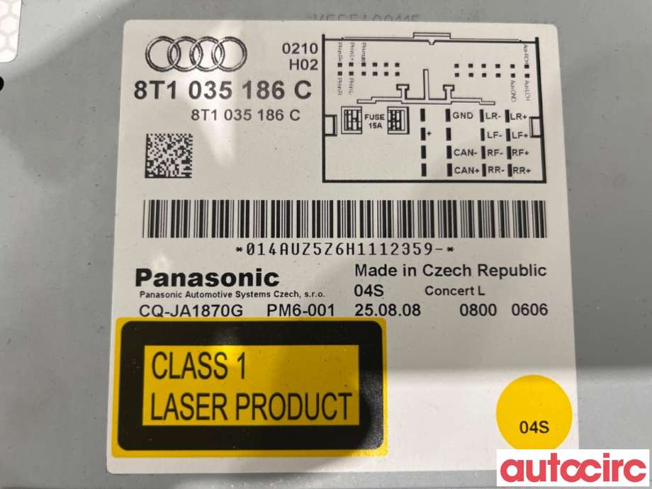 Bilstereo til Audi A4 2007-2014 (Type IV) (B8) (B8) (AUDI|8T1057186CX|CQ-JA1870G|8T1035186C)