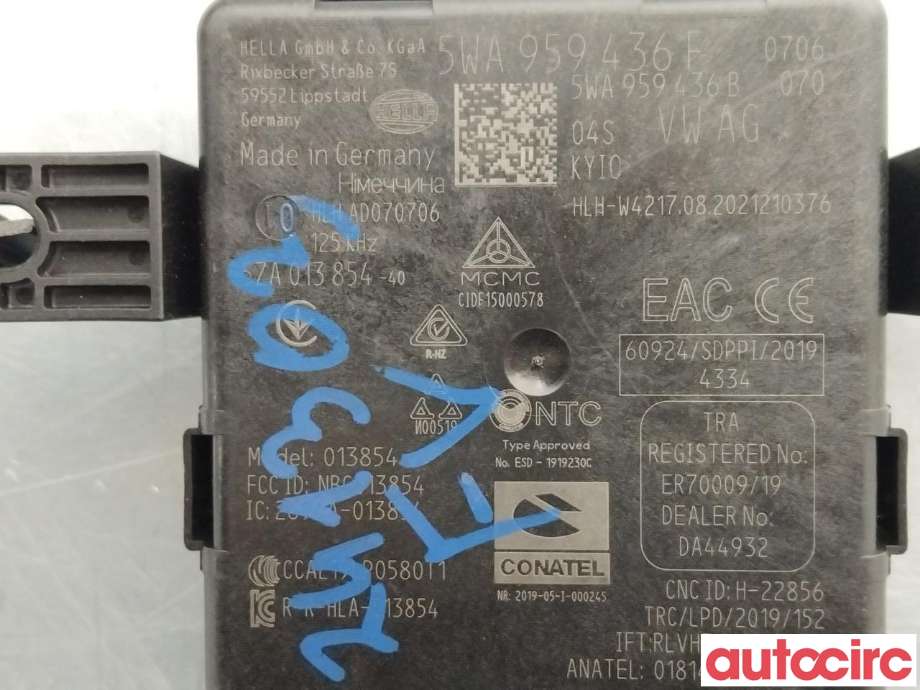 Styreenhet nøkkelfri/keyless til VW ID.3 2020-->>  (VOLKSWAGEN|5WA959436AA|5WA959436E)