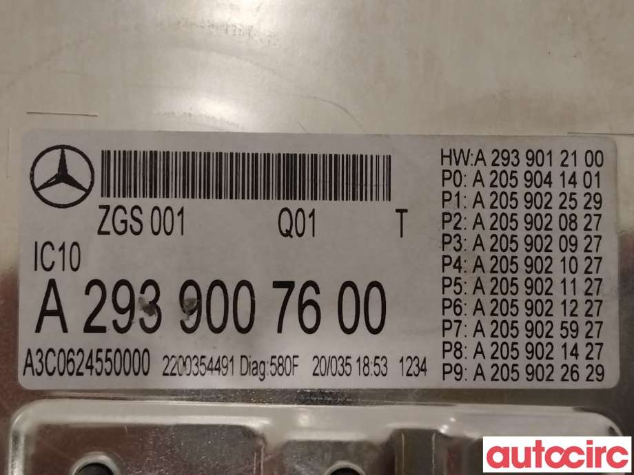 Styreenhet diverse til Mercedes EQC 2019-->>  (MERCEDES|A2939009700|A2939007600)