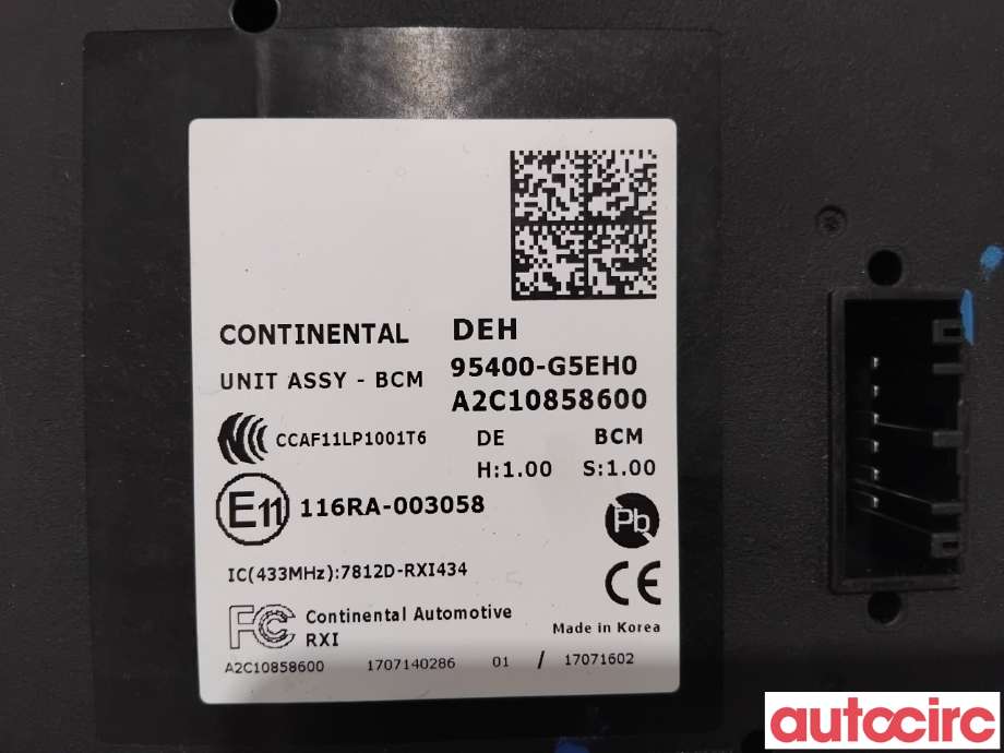 Styreenhet diverse til Kia Niro 2016-2021  (KIA|95400G5EH0|A2C10858600|95400-G5EH0)