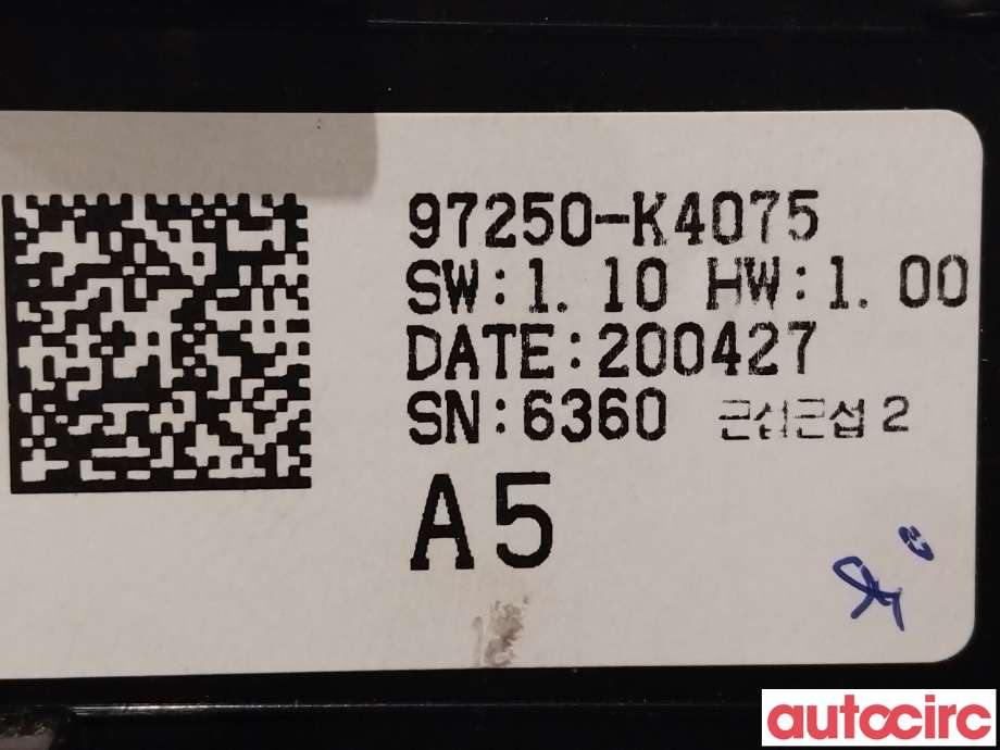 Varmeapparat betjening til Hyundai Kona 2017-2021 (Type I, Fase 1) (HYUNDAI|97250K4075|97250-K4075)