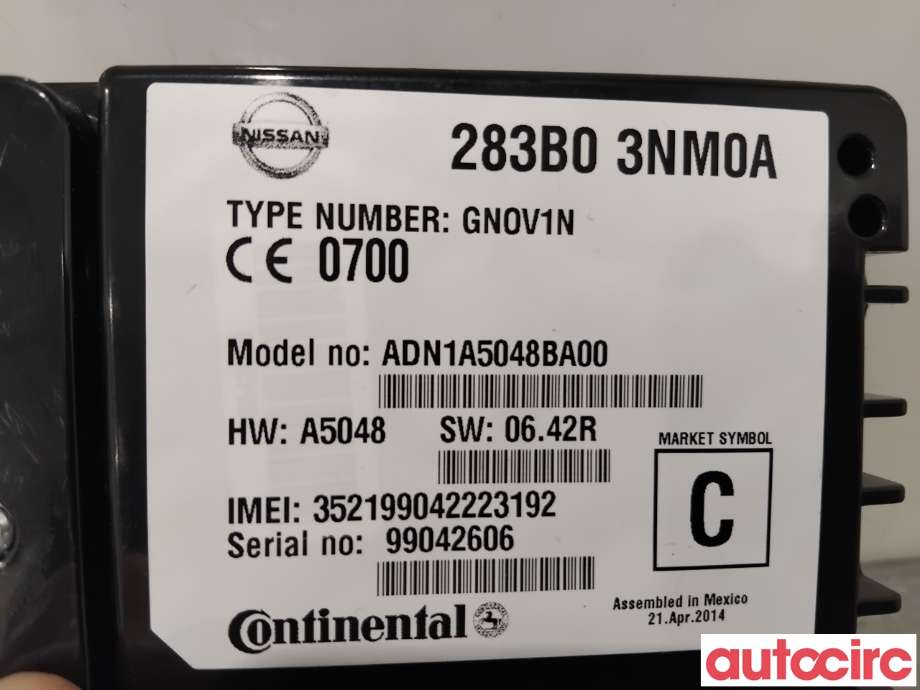 Dashbord telefon til Nissan Leaf 2011-2017 (Type I)  (NISSAN|283B03NM0A|GN0V1N)