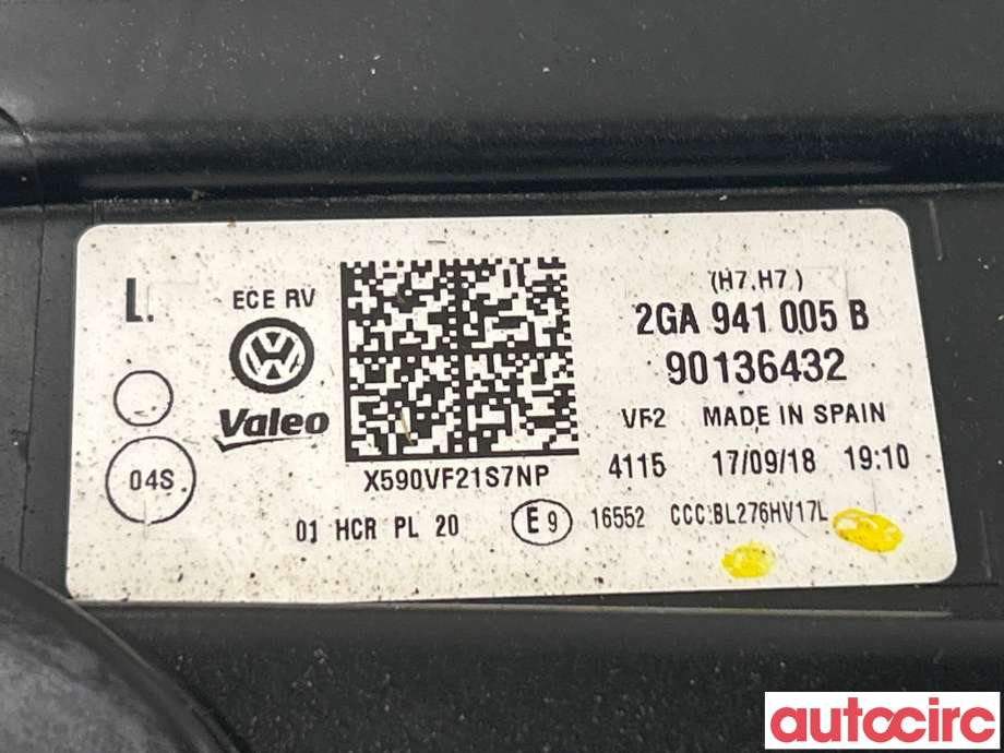 Frontlykt venstre halogen til VW T-Roc 2017-->>  (VOLKSWAGEN|2GA941005B)