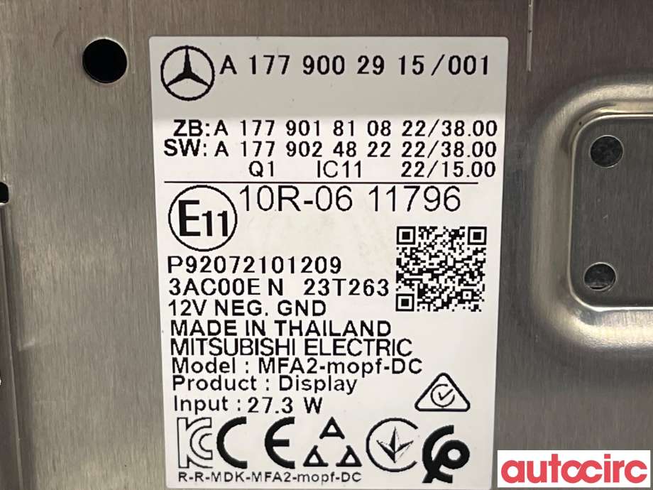 Multimedia display (MCU - Media Controller Unit) til Mercedes EQA 2021-->> (MERCEDES|A1779002915|)