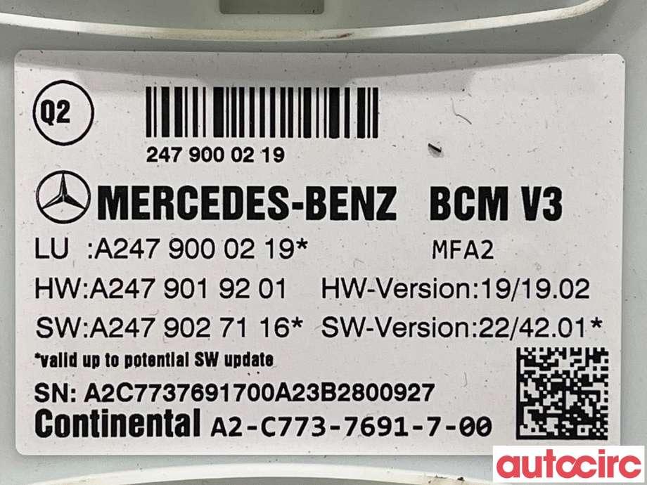 Styreenhet comfort (BCM) til Mercedes EQA 2021-->>  (MERCEDES|A2479000219|)