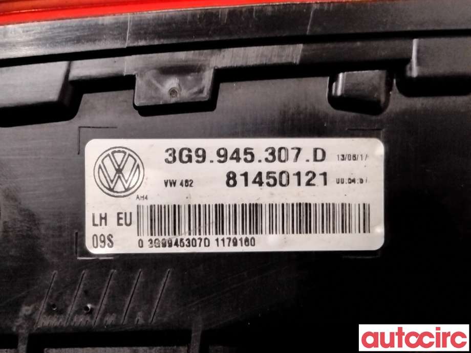 Baklykt venstre indre til VW Passat 2015-2019 (Fase 1) (B8) (B8) (VOLKSWAGEN|3G9945307D|81450121)