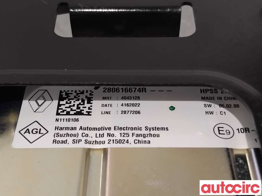 Bilstereo forsterker til Renault Megane 2016-->> Type IV (RENAULT|280616674R|)