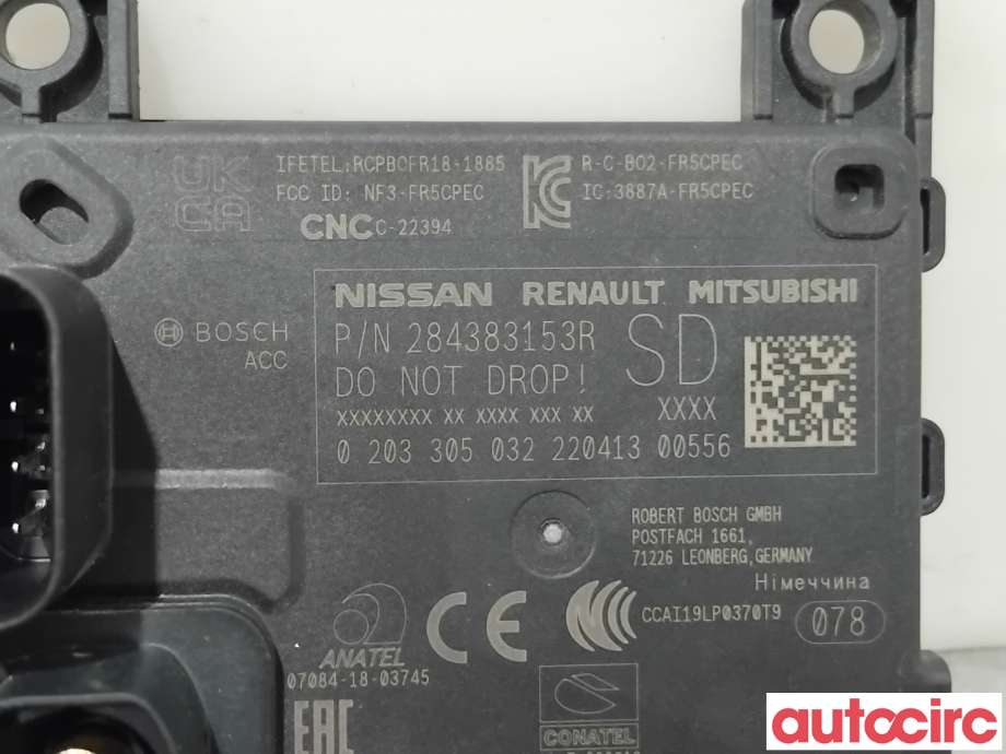 Sensor radar til Renault Megane 2016-->> Type IV  (RENAULT|284380099R|0203305032|284383153R)