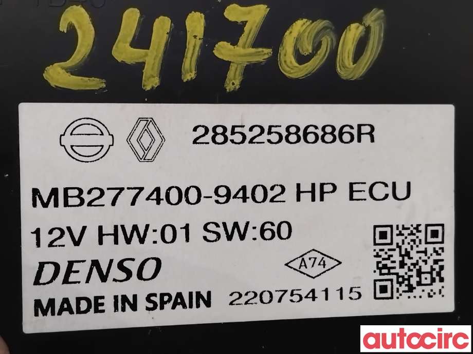Styreenhet klima/aircondition til Renault Megane 2016-->> Type IV  (RENAULT|285258686R|MB277400-9402)