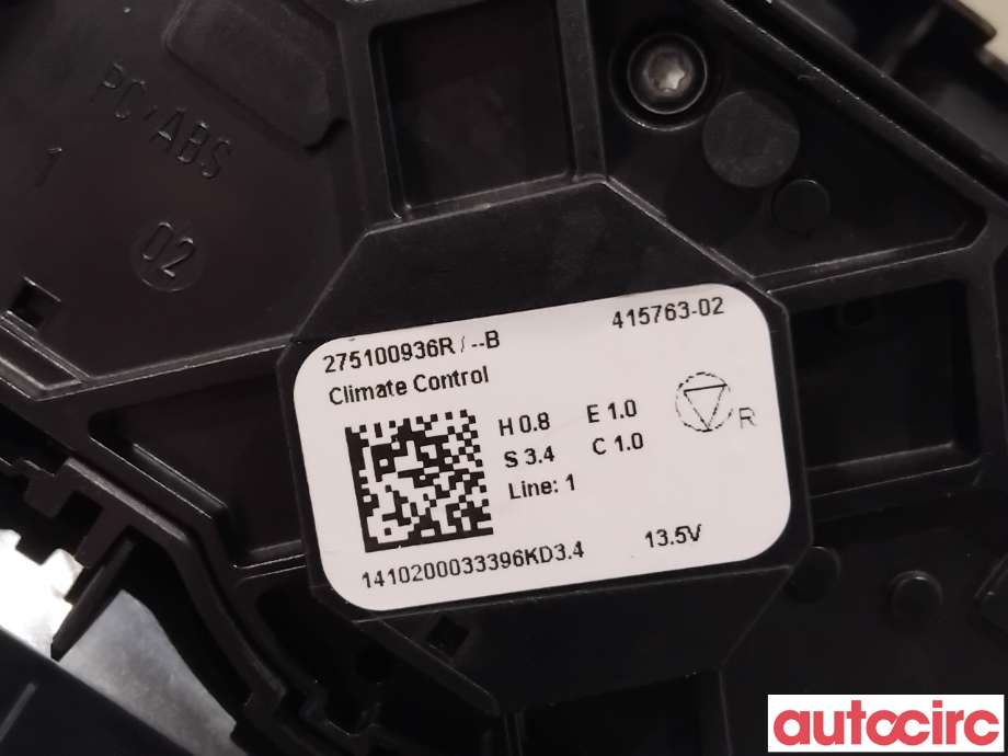Varmeapparat betjening til Renault Zoe 2013-2019 (Fase 1)  (RENAULT|275100936R|415763-02)