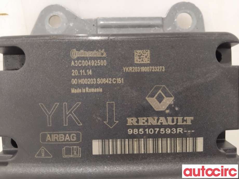 Airbag elektronikk til Renault Zoe 2013-2019 (Fase 1)  (RENAULT|285552502R|A3C00492500|985107593R)