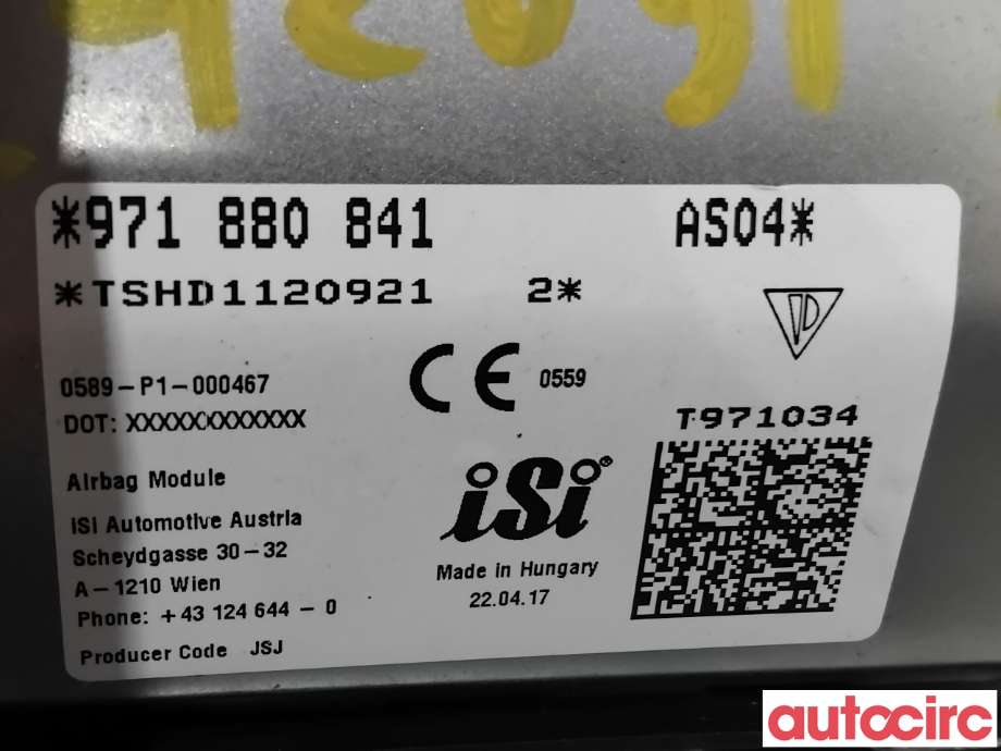 Airbag kne til Porsche Panamera 2017-->> (Type II) (971) (971) (PORSCHE|971880841||971880841B)