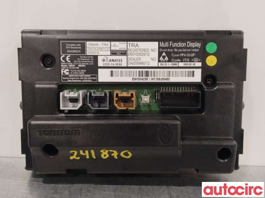 Multimedia display (MCU - Media Controller Unit) til Renault Zoe 2013-2019 (Fase 1)  (RENAULT|259150869R|259150423R)
