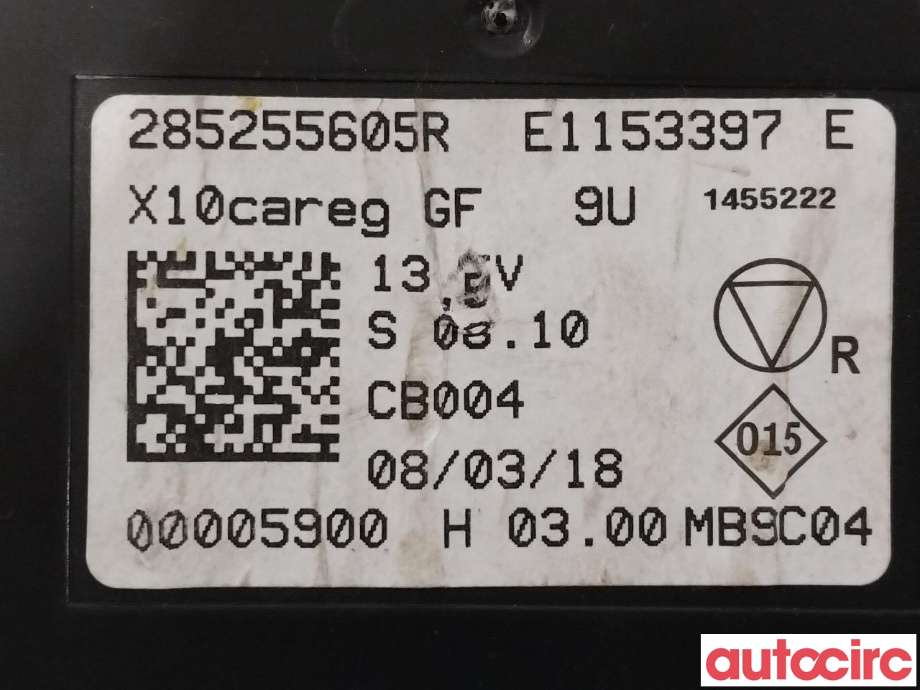 Styreenhet klima/aircondition til Renault Zoe 2013-2019 (Fase 1)  (RENAULT|285255605R)
