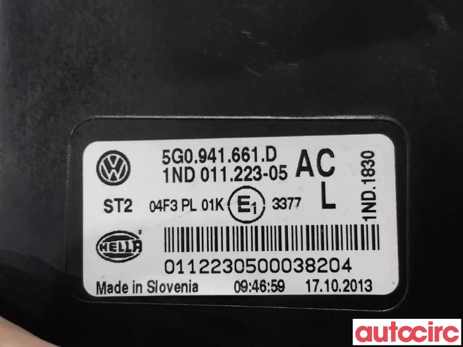 Tåkelykt venstre foran til VW Golf VII 2012-2017 (Fase 1)  (VOLKSWAGEN|5G0941661D|1ND011223-05|5G0941661J)