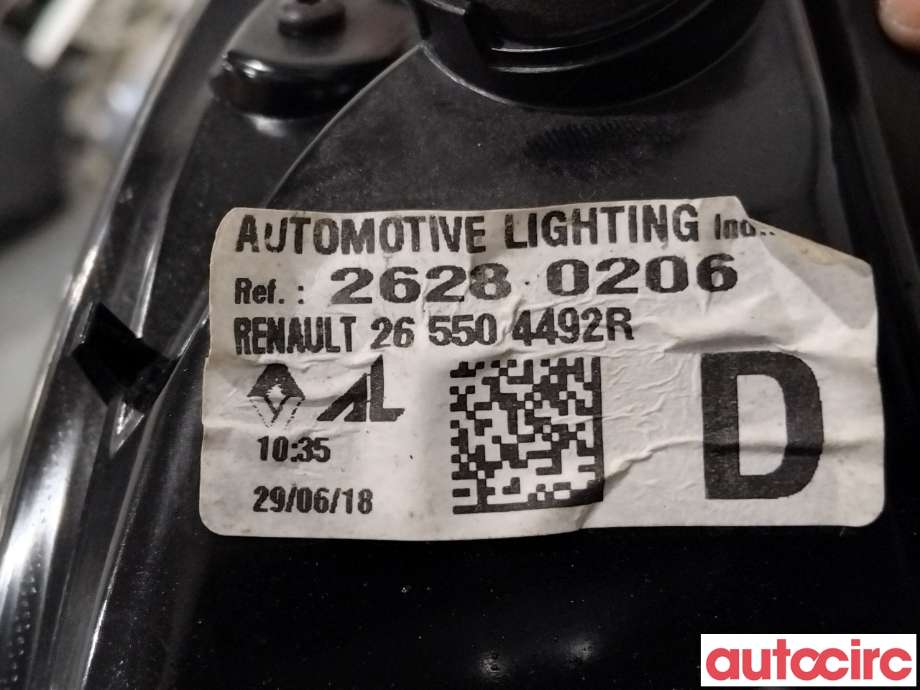 Baklykt høyre til Renault Zoe 2013-2019 (Fase 1)  (RENAULT|265509696R|26280206|265504492R)