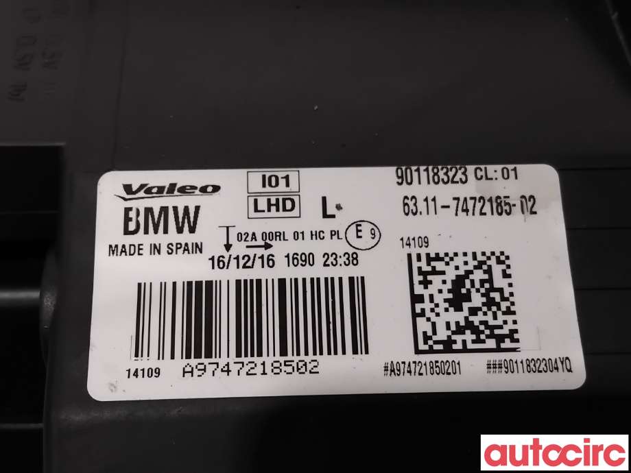 Frontlykt venstre halogen til BMW i3 2013-2022  (BMW|63117448387|90118323|6311-7472185)