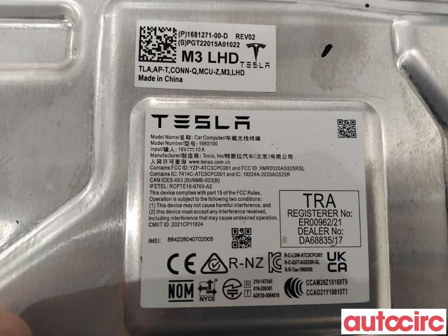 Styreenhet diverse til Tesla Model 3 2018-2023 (Fase 1) (TESLA|1681271-S0-D||1681271-00-D)