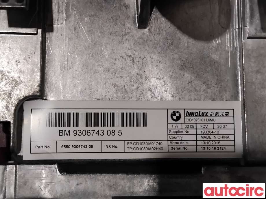 Instrument kjørecomputer til BMW i3 2013-2022  (BMW|65509306743|CID1025)