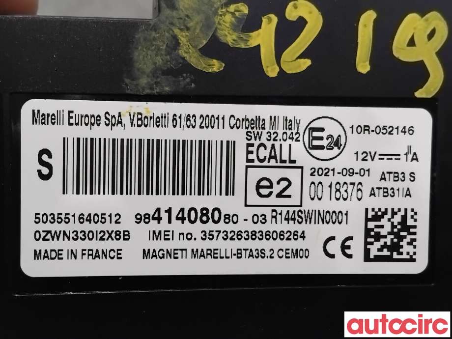 Dashbord telefon til Citroën C4, Spacetourer 2019-->> (CITROEN|9841408080|503551640512|9847654980)
