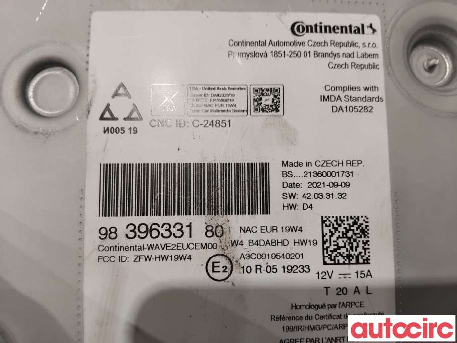 Bilstereo navigasjon til Citroën C4, Spacetourer 2019-->>  (CITROEN|1677223280|A3C0919540201|1684967080)