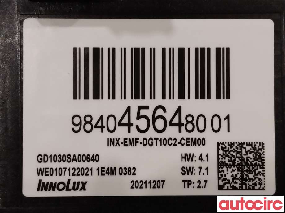 Multimedia display (MCU - Media Controller Unit) til Citroën C4, Spacetourer 2019-->>  (CITROEN|9840456480)