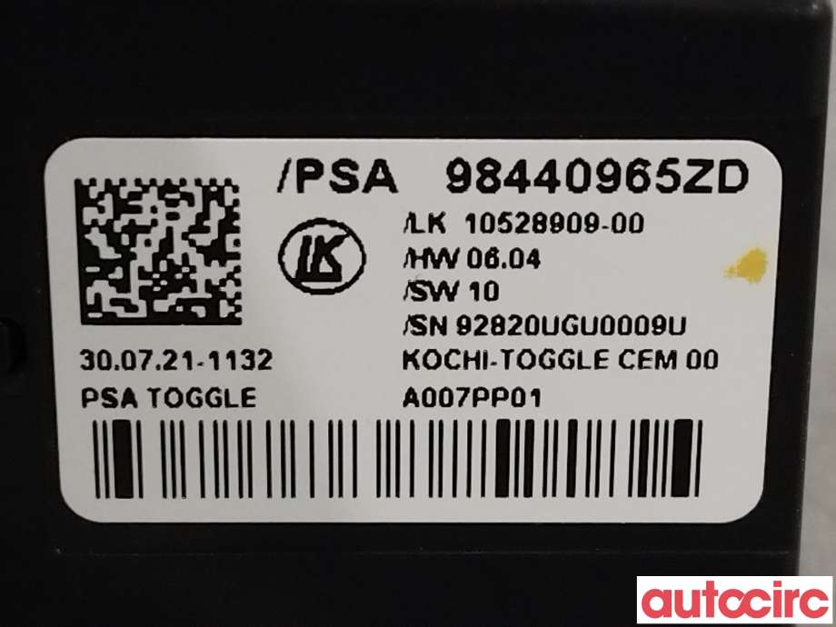 Girstang/girvelger automat til Citroën C4, Spacetourer 2019-->>  (CITROEN|98440965ZD)