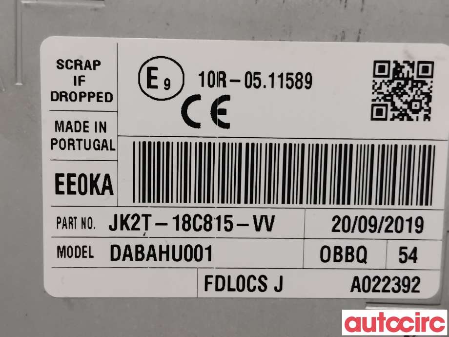 Bilstereo navigasjon til Ford Transit Custom 2013-2023 (Type I)  (FORD|2406775|DABAHU001|JK2T-18C815-VV)