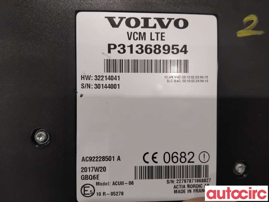 Dashbord telefon til Volvo V90 / V90 CC / S90 2016-->>  (VOLVO|36011549|AC92228501A|32214041)