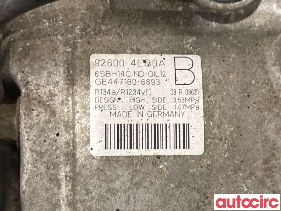 Aircondition kompressor til Nissan Qashqai 2014-2021 (Type II)  (NISSAN|926004EB0A|447160-6893)