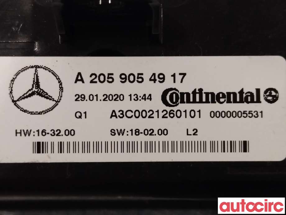 Varmeapparat betjening til Mercedes EQC 2019-->>  (MERCEDES|A2059054917)