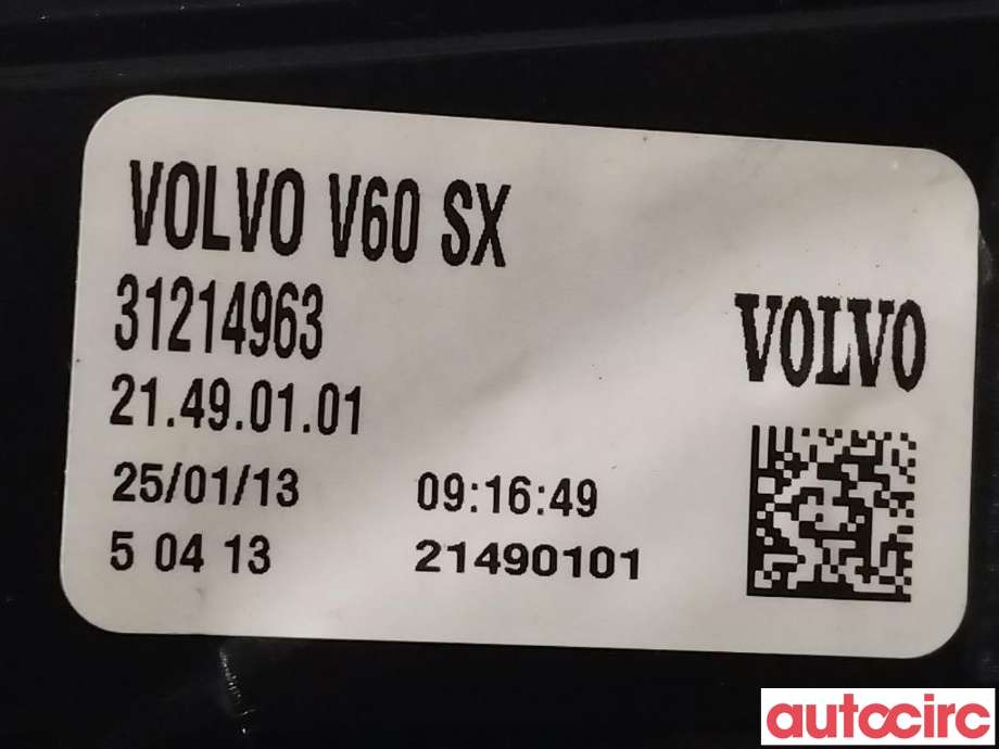 Baklykt venstre til Volvo V60 2010-2013 (Type I, Fase 1)  (VOLVO|31395928|31214963)