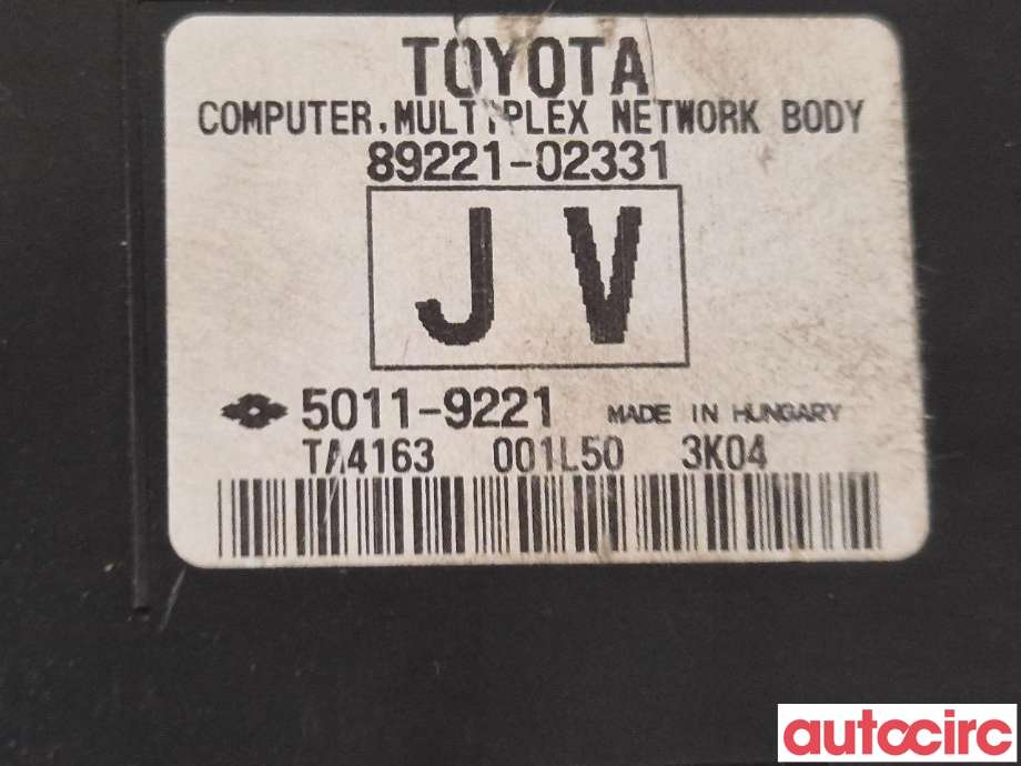 Styreenhet comfort (BCM) til Toyota Auris 2013-2015 (Type II, Fase 1)  (TOYOTA|8922002021||8922102331)
