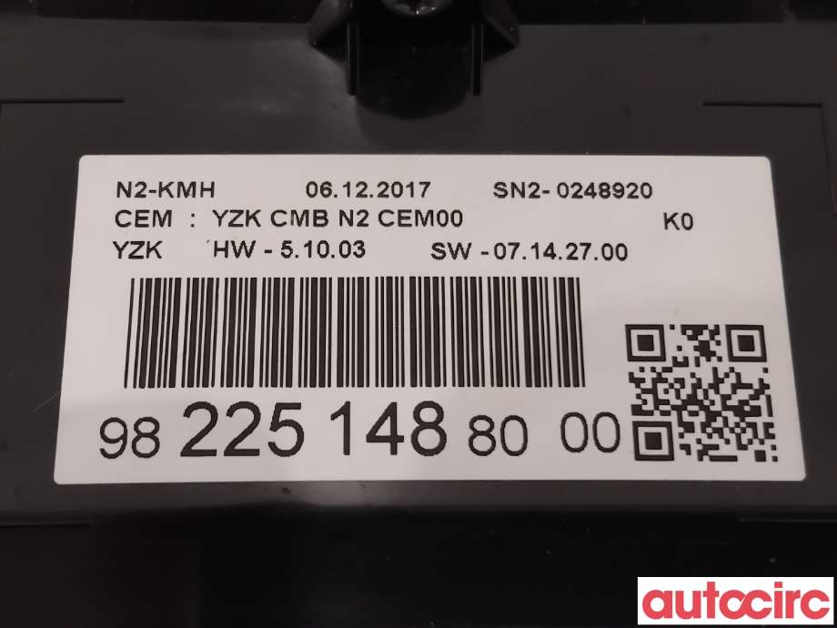 Instrumentpanel til Peugeot Expert 2016-->> (Type III) (PEUGEOT|9837473080||9822514880)