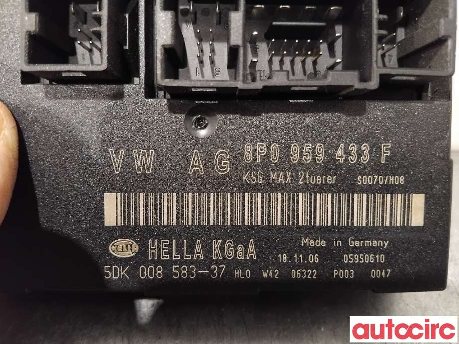 Styreenhet comfort (BCM) til Audi A3 2003-2008 (Type II, Fase 1)  (AUDI|8P0959433J|5DK00858337|8P0959433F)