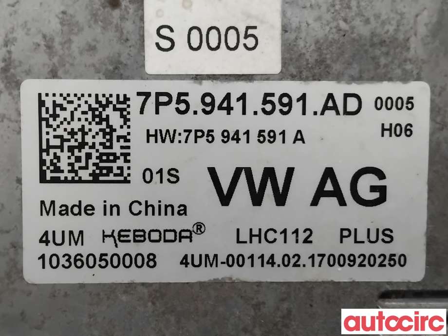 Styreenhet xenon/ballast til VW e-Golf 2017-2020 (Fase 2)  (VOLKSWAGEN|7P5941591AD|1036050008)