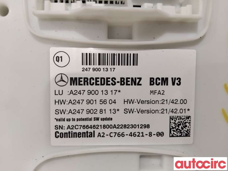 Styreenhet diverse til Mercedes EQA 2021-->>  (MERCEDES|A2475407800|A2-C766-4621-8-00|A2479001317)