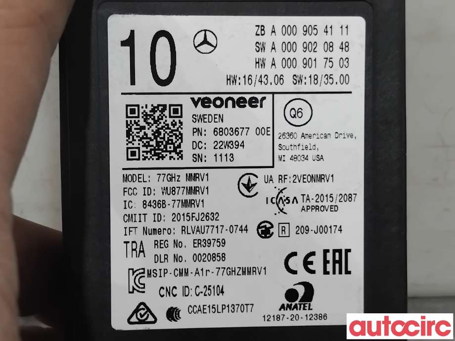 Sensor radar til Mercedes EQA 2021-->>  (MERCEDES|A0009054111|)