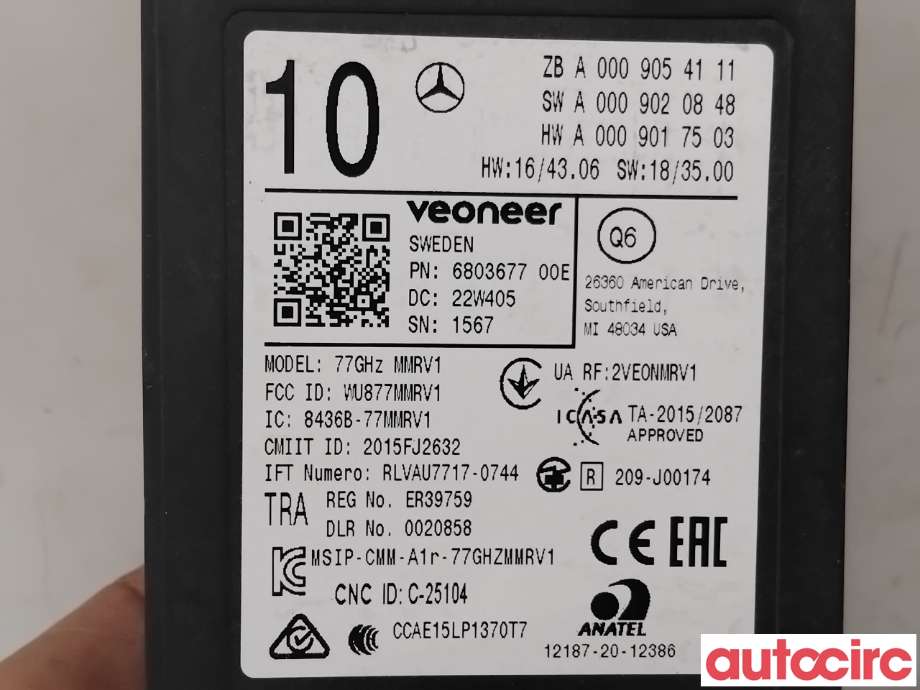 Sensor radar til Mercedes EQA 2021-->>  (MERCEDES|A0009054111|)