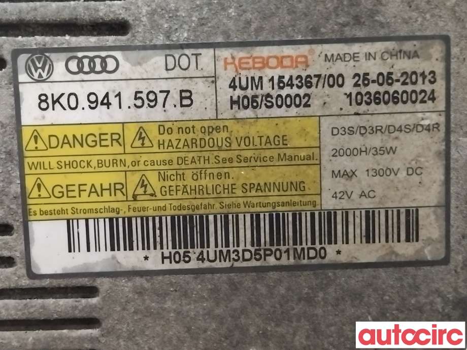 Styreenhet xenon/ballast til Škoda Octavia 2013-2016 (Type III, Fase 1)  (SKODA|8K0941597E||3K0941597B)