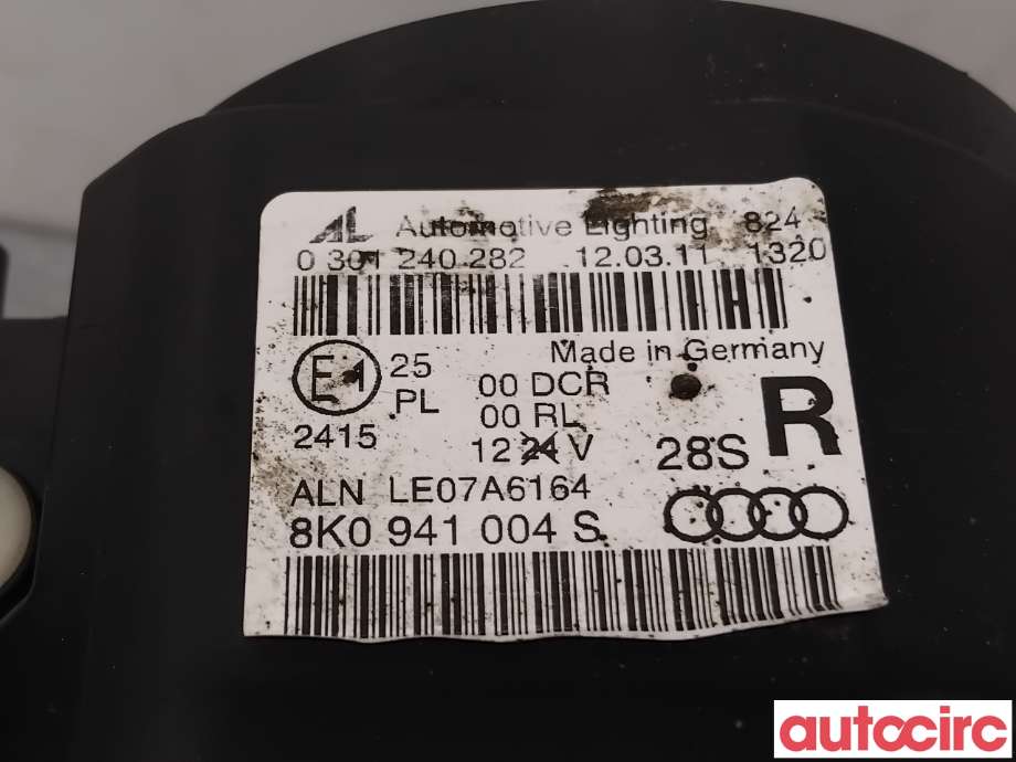 Frontlykt høyre xenon til Audi A4 2007-2014 (Type IV) (B8) (B8) (AUDI|8K0941030AT|0301240282|8K0941030BK)
