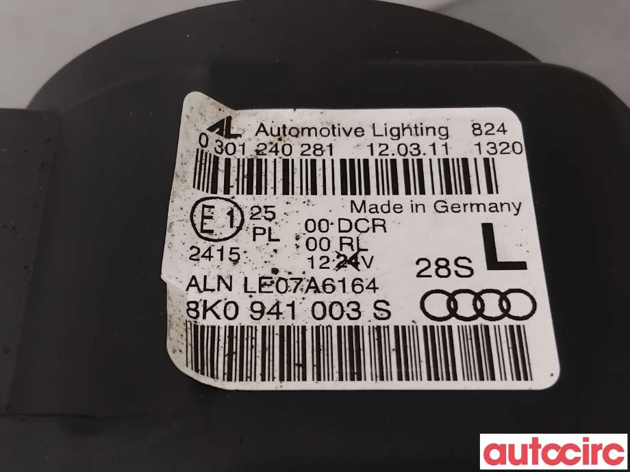 Frontlykt venstre xenon til Audi A4 2007-2014 (Type IV) (B8) (B8) (AUDI|8K0941029AT|0301240281|8K0941029BK)
