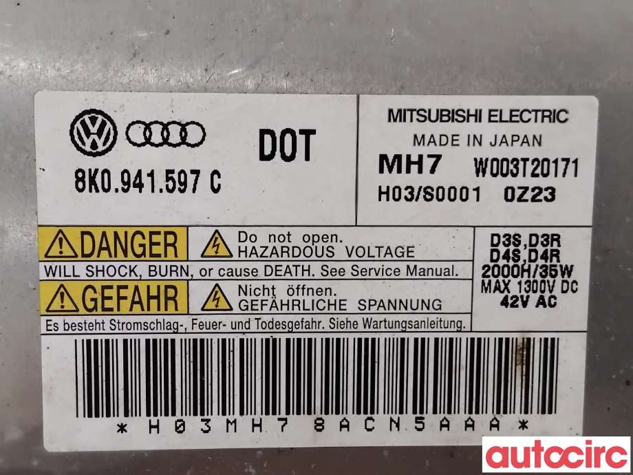 Styreenhet xenon/ballast til Audi A4 2007-2014 (Type IV) (B8) (B8) (AUDI|8K0941597E|W003T20171|8K0941597C)