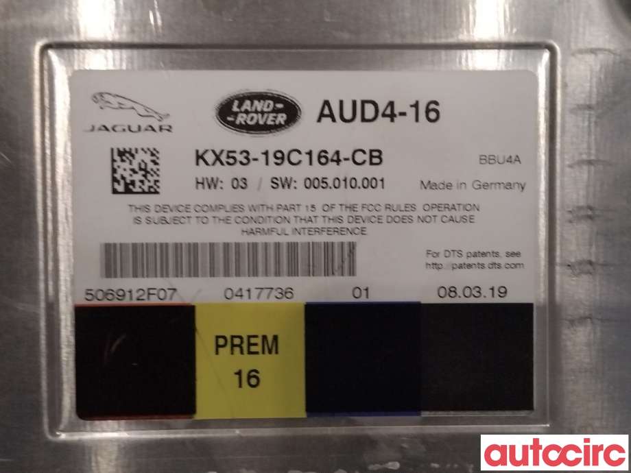 Bilstereo forsterker til Jaguar I-PACE 2018-->>  (JAGUAR|T2R35663|KX53-19C164-CB|KX5319C164CB)