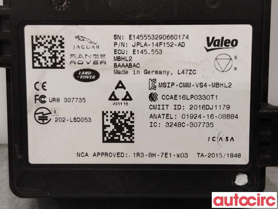 Sensor radar til Jaguar I-PACE 2018-->>  (JAGUAR|T4A23073|E145553|JPLA-14F152-AD)