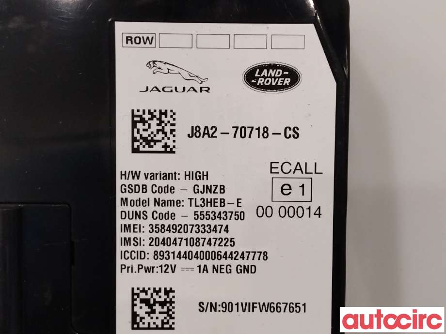 Styreenhet diverse til Jaguar I-PACE 2018-->>  (JAGUAR|T4A14246|TL3HEB-E|J8A2-70718-CV)