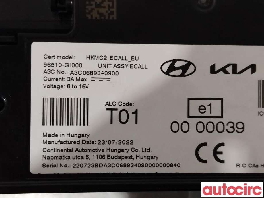 Styreenhet diverse til Hyundai Ioniq 5 2021-->>  (HYUNDAI|96510GI000)