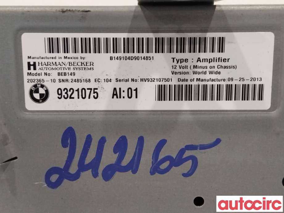 Bilstereo forsterker til BMW X5 2013-2018 (F15) (F15) (BMW|65129321075|202365-10|9321075)