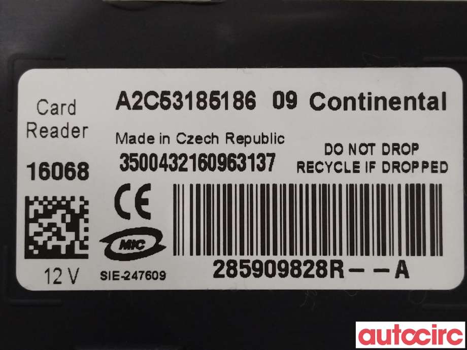 Tenningslås til Renault Zoe 2013-2019 (Fase 1)  (RENAULT|285909828R)